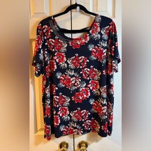 Elegant Floral Women's Short Sleeve Top
